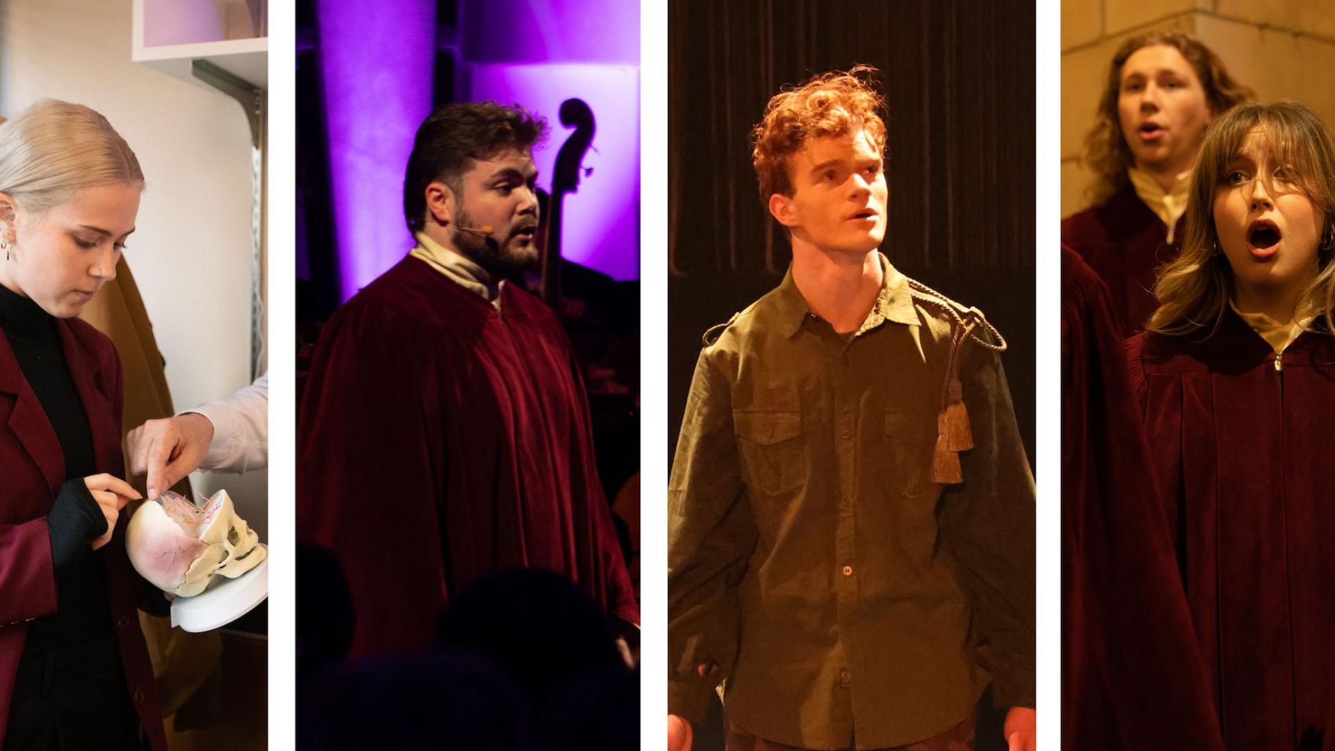 Four different students active in their artistic mediums. 