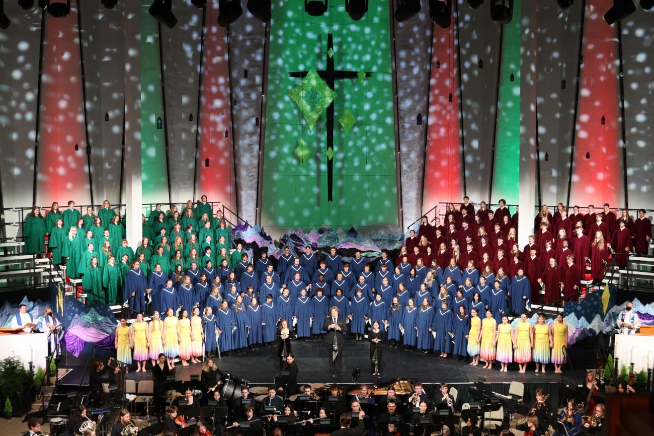 Choir singing in Christ Chapel during Christmas program