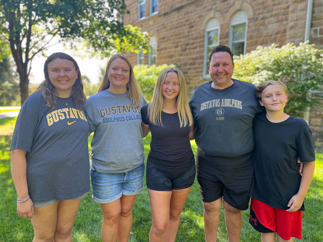 A family standing outside